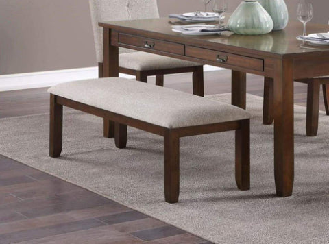 Dark Cherry Finish Wooden Frame 1pc Bench Chenille Upholstery Dining Furniture Kitchen Breakfast B011P170634