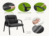 Faux Leather Waiting Room Chair, Office Guest Chair with Padded Arms, for Reception, Conference, 38633273