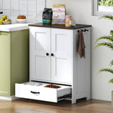 Dog Feeding Station, Dog Food Storage Cabinet with Hidden Dog Bowls, Adjustable Panel, Hooks, for W1687P205402