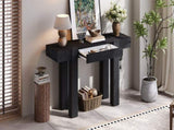 TREXM Rustic Minimalist Console Table with Hidden Drawer, Side Power Outlet,Wood Entryway Table for N715P361518B