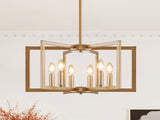 22" Modern Golden Geometric 6-Light Chandelier Industrial Metal Pendant Light Fixture for Living W1340P279979