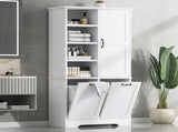 Bathroom Storage Cabinet with Doors and Drawers, Tilt-Out Laundry Hamper, Multiple Storage Space, 81413767