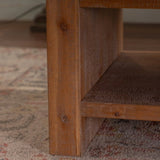 Rectangle Coffee Table with Solid Wood for Living Room, Large 2-Tier Rustic Coffee Table with W3158P297407