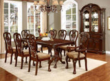 Formal Classic Traditional Dining Chairs Cherry Solid wood Damask Print Fabric Seat Intricate Back B01172303