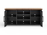 67 inch TV Stand Console for TVs up to 80 inches, No Assembly Required, Black and Whiskey Finish B108P160146