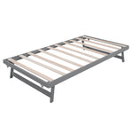 ZUN Full Size Platform Bed with Adjustable Trundle,Gray 29026738