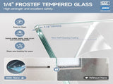 56-60" W x 58" H Framed Double Sliding Shower Door, 1/4" Frosted Ultra-Clear Tempered Glass T5595P476205