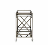 Kristensen Mirrored & Antique Gold Finish Serving Cart B2726P287299