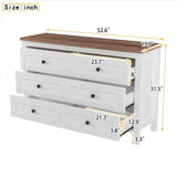 ZUN Retro Farmhouse Style Wooden Dresser with 6 Drawer, Storage Cabinet for Bedroom, White+Brown 90598838