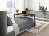 Rustic Brown Wood Finish Multipurpose Over the Bed Desk with Adjustable Height, Metal Legs with B011P244981