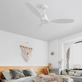 52 Inch Wood Blade Low Profile Ceiling Fan with 6 Speed Remote Control for Patio Living Room W934P147088