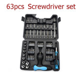 ZUN 63pcs Combination Screwdriver Set with Straight Cross Plum Blossom Six Purpose Ratchet for Household 37116017