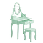 ZUN FCH Kids Vanity Set with Mirror and Lights and Stool, 5 Storage Drawers, Pretend Play Princess 92849524