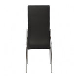 ZUN Set of 2 Padded Black Leatherette Dining Chairs in Chrome Finish B016P156843