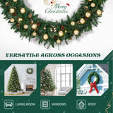 60in Pre-lit Christmas Wreath, Lighted Artificial Xmas Wreath with 220 Warm White Lights and 600 PVC 26045685