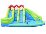 7 in1 Inflatable Water Park Three Slide with Blower Water Gun Sprinkler Fountain Climbing Wall for 40339182