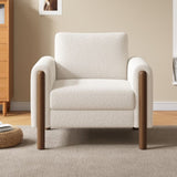 Oversized Accent Chair, Upholstered Living Room Chairs Single Sofa Chair with Walnut Legs, Curved N765P189679W