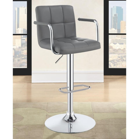 ZUN Grey and Chrome Adjustable Bar Stool B062P145644