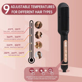 ZUN Negative Ionic Hair Straightener Brush with 9 Temp Settings, 30s Fast Heating, Hair Straightening 71935411