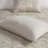 12 Piece Jacquard Comforter Set with Bed Sheets Khaki Cal King B03597187