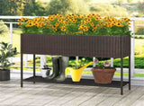 Brown PE Rattan Elevated Planter with Lower Shelf, 101.630.4871.12cm Raised Garden Bed with 77042175