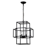 4-Light Metal Lantern Tiered Pendant Hanging Light Fixtures, Industrial Farmhouse Adjustable Height W1592P246889