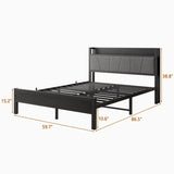 Queen Size Bed Frame, Storage Headboard with Charging Station, Solid and Stable, Noise Free, No Box W840P195212