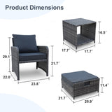 5 Pieces Wicker Patio Furniture Set Outdoor Patio Chairs with Ottomans Conversation Furniture with W813P283082