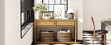 TREXM 55" Console Table, Rustic Wooden Entryway Table with Storage Drawers and Open Shelf, Elegant N715P235096N