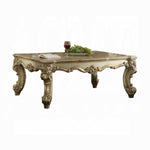 ZUN Gold Patina and Bone Coffee Table with Scrolled Leg B062P209126