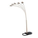 ZUN Chrome and Black Floor Lamp with Curvy Dome Shades B062P153744