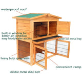 ZUN 40" Triangle Roof Waterproof Wooden Rabbit Hutch A-Frame Pet Cage Wood Small House Chicken Coop Natu 46986252