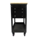 3 DRAWERS MULTIFUNCTIONAL TOOL CART WITH WHEELS AND WOODEN TOP W110290503