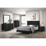 Black and Gold 2-Drawer Rectangular Nightstand B062P145592