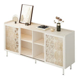 Sicotas Mid Century Sideboard Storage Rustic Sliding Door Solid Wood Cabinet for Living Room W2263P207531