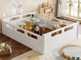 Queen Size Floor Platform Bed with Full-length Guardrails, Low Profile Queen Bed Frame, No Box W1580P438794