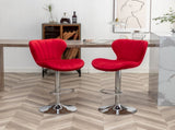 Ellston Upholstered Adjustable Swivel Barstools in Red, Set of 2 T2574P165086