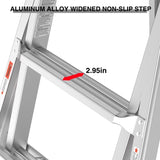 17ft Multi-Position Foldable Aluminum Ladder, A-Frame and Straight Ladder, ANSI 250lbs W2529P193468