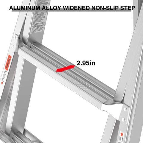 ZUN 17ft Multi-Position Foldable Aluminum Ladder, A-Frame and Straight Ladder, ANSI 250lbs W2529P193468