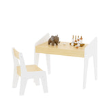 Kids Table Set with One Chair, Wooden Children Study Table, 2-8 Age Kids Funiture , WhiteNatural 21323294