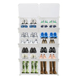 ZUN 7-Tier Portable 28 Pair Shoe Rack Organizer 14 Grids Tower Shelf Storage Cabinet Stand Expandable 41413335