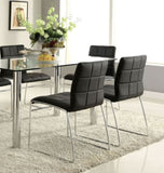 Black Color Leatherette 2pcs Dining Chairs Chrome Metal Legs Dining Room Side Chairs B011136662