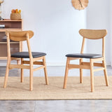 Cozy Natural Wood Color Rubberwood Dining Chair Set - 2 Pieces, Solid Wood and Rattan-Style Design, W1512P355738