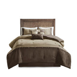 7 Piece Faux Suede Comforter Set Brown Cal King B03597293