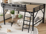 Queen Size Loft Bed with Ladder, Metal Queen Loft Bed with Storage Shelves, High Loft Bed for Kids W2580P316650