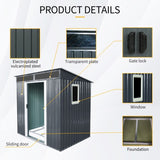6ft x 5ft Outdoor Metal Storage Shed with Window and Transparent plate for Garden, Lawn W540P185298