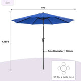 9FT Outdoor Patio Umbrella Market Table Polyester Fabric Canopy Iron Frame 8 Ribs UV Protection 25783648