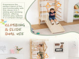 6-in-1 Swedish Ladder Wall Gym, Indoor Kids Playground with Swing, Rope Ladder, Pull-Up Bar, Slide, W1422P474542
