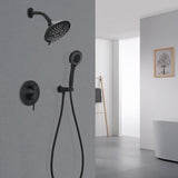 Round Shower System Wall Mounted Shower Faucet Rain Mixer Combo Set, Rain Shower Head Shower Set for SOAE865MB