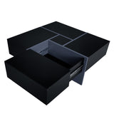 ZUN Unique Design Coffee Table with 4 Hidden Storage Compartments, Square Cocktail Table with Extendable 37447778